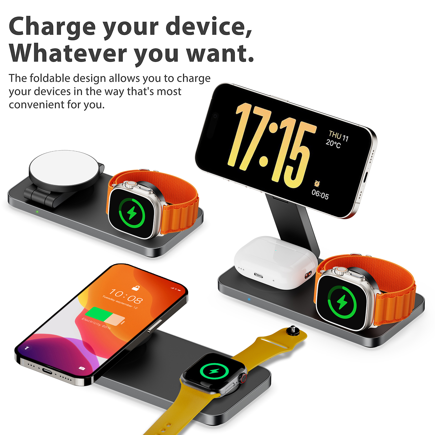 3-in-1 foldable Magnatic Wireless Charger
